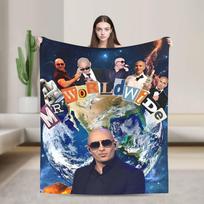 Pitbull Mr. Worldwide Funny Meme Blankets  Warm Soft  Plush Throw Blanket For Home Decor Travel Office Flannel Bedspread Bed 30x40in