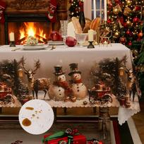Christmas Rectangle Tablecloth Winter Waterproof Damask Floral Decorative Table Cloths Table Covers For Dinner Parties Holiday 90x150CM