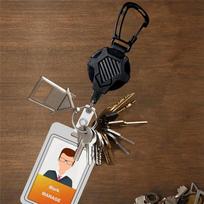 ABWR-Pull Retractable Keychain Lanyard,Duty ID Badge Holder With Carabiner,Badge Reels Retractable 2Pack juoda