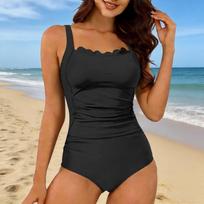 Women's One-Piece Fashionable Sexy Bikini With Padded Cups And Underwire-Free Swimsuit XL juoda