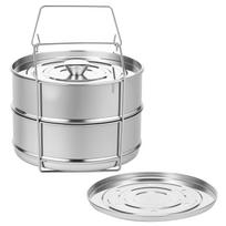 Stackable Steamer Insert Pans Double Layer Stainless Steel Stackable Steam Pans with Sling and Lid Pratical Baking Kitchen Tools sidabras