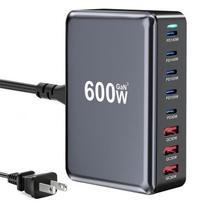 Super greito įkrovimo 600W nešiojama elektrinė stotelė su keliais prievadais, elektrinis įkroviklio adapteris „iPhone“ ir laikrodžiui UK juoda