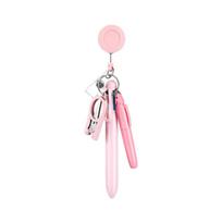 5In1 Nurse Pen Set Retractable Id Badge Clip Reels Holder Name Holder Ballpoint Pen Folding Scissors For Nursing Doctor rožinė