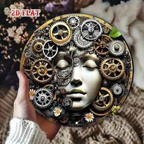 Vintage Steampunk 3D Metal Wall Art, Retro Gear Flower for Living Room