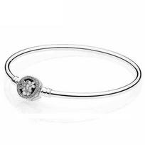 Autentiškas 925 prabos sidabro firminis užsegimas su kristalais, gyvatės grandinėlės apyrankė-bangle, tinka moterims, karoliukai, pakabukai, pasidaryk pats papuošalai 19cm