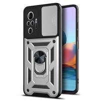Skirta Xiaomi Redmi 12 13C 4G Kamera Atsparus smūgiams Šarvuotas dėklas Redmi Note 10 10S 11 11S 12 13 Pro X5 X6 Automobilinis magnetinis laikiklis Žiedas Dangtelis Redmi 12 4G sidabras