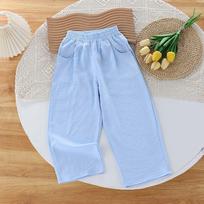 Children's Summer Dopamine Thin Loose Casual Versatile Floor Length Straight Leg Wide Leg Pants 110