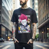 100% cotton TOPS UNISEX TEES MENS WOMENS Hisoka Shirt Hunter X Hunter Manga Strip HXH Anime Unisex shirt T-Shirt Gift 186 2XL juoda