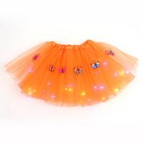 Girls Led Light Up Butterfly Tutu Skirt Glowing Elastic Waistband Multi-color Mesh Skirt For 2-12 one size oranžinė