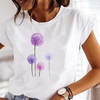 Summer Fashion Tee Top Women Short Sleeve Dandelion Trend Lovely Style Cute Print T-shirt  Lady Female Clothing Casual Graphic T-shirt S