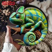 Ryškus 3D chameleono metalinis sienos meno kūrinys, personalizuota namų biuro dekoracija, dovana 20x20 įvairiaspalvis