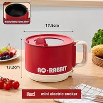 Portable Electric Cooking Pot, Mini Electric Pot, Instant Noodle Cooker, Multi-purpose Electric Hot Pot Black pottery crystal inner raudona