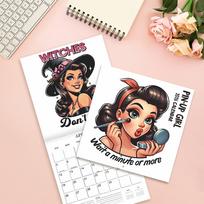 Vintage Pin Up Girl Wall Calendar – Retro American Monthly Hanging Art Calendar For Home Decoration One Size