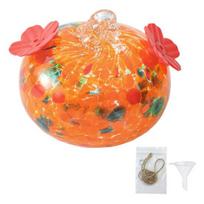 Stained Glass Hummingbird Feeder Droplet Shaped Hanging Birds Feeder Hummingbird Feeder with 2 Flower Feeding Ports for Outside Garden Courtyard C
