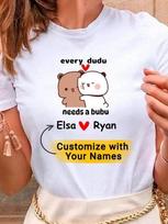 Matching Bubu & Dudu Soft T-shirts, Fun Couples Shirt, Peach Mochi Flair,Unisex Unisex T-Shirt L