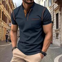 Summer Men's Short-sleeved T-shirt Quick-drying Casual Men's Short-sleeved Polo Shirt S tamsiai mėlyna