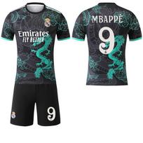 2025-26 Real Madrid black cyan dragon special edition #9Mbappé #7 Vinícius Football Jerseys 22