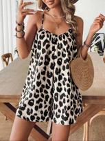 Europos ir Amerikos Vasarinė Leopardinio Rašto Camisole Suknelė - Moteriška Laisvo Kirpimo Atsitiktinė L black