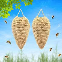 Crochet Wasp Nest Decoy Wasp Deterrent Decoy Faux Hornets Nest Repellent Hanging Wasp Nest Decoy for Housewarming Gift šviesios chaki spalvos
