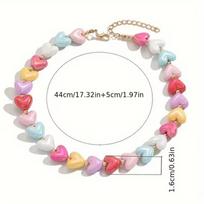 High-End Dopamine Love Necklace Colorful Snake Bone Chain Necklace New Heart Shaped Necklace  Gift Colorful