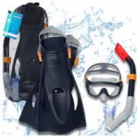 Diving Set: Mask With Snorkel, Swimming Goggles + Fins