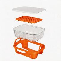 Silikoninė rankena Oro keptuvė Stiklinė kepimo forma Atspari karščiui Didelės talpos kepimo indas Ryžių laikymas oranžinė