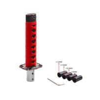 Elegantiškas Universalus Samurajaus Kardas Pavarų Perjungimo Rankenėlė Aukštos Kokybės Metale, 15cm Aukščio Red Wrapped Black