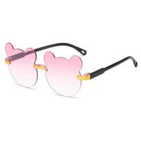Cartoon Teddy Bear Frame Children's Sunglasses Gradient Color UV Resistant Sunshade Glasses Suitable for Parties and Gatherings 0-8 years old rožinė