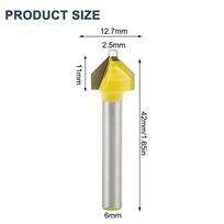 V-Shaped Groove Router Bit 90 Degrees 8mm Shank With 1/2 Flat Head Carbide Wood Engraving Milling Cutter Woodworking Router Bit 1pc 6mm