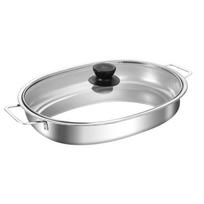 Large Capacity Oval Grilled Fish Pan Stainless Steel Hot Pot Easy To Clean Barbecue Grill Pan  Home sidabras