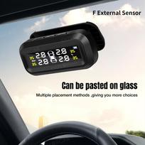 Smart TPMS Car Tire Pressure Alarm Monitor System 4 Sensors Display Solar Intelligent Tyre Pressure Temperature Warning F External Sensor juoda