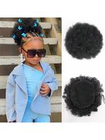 „Afro Puff“ raišteliai, surišti į uodegą plaukų kuodeliai, 1 vnt. / pakuotė 6 colių, skirtos mergaitėms, vaikams, juodos spalvos moterims, natūraliai juodi, vingiuoti garbanoti plaukai. 6inch