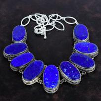 Lapis Lazuli brangakmenio karoliai Vintažiniai papuošalai 925 svarų sterlingų sidabro karoliai Reguliuojama grandinėlė Rankų darbo Boho papuošalai Vestuvių dovana