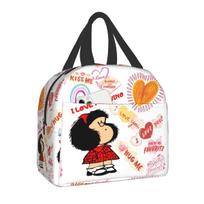 Mafalda Quino Komiksai Šilumos izoliuotas pietų krepšys Daugkartinio naudojimo pietų dėžutė Moterims Vaikams Lauko Stovyklavimui Kelionėms Maisto Laikymo Krepšiai 22x20x13CM smėlis