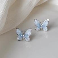 Zircon crystal butterfly stud earrings Korean small fresh and sweet earrings fashionable exquisite versatile high-end earrings