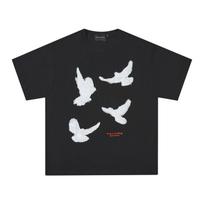 MADEEXTREME Peace Dove Embroidery Men's High-Weight Cotton Summer T-Shirt M juoda