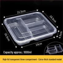 Disposable 3-Compartment Meal Prep Box - 1000ml kvadratinė spalva