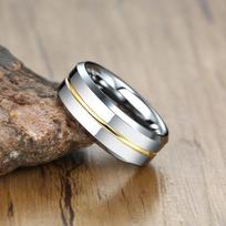 Kvalifikuotas 8 mm volframo griovelinis vestuvinis žiedas vyrams, atsparus įbrėžimams, jubiliejinis žiedas, dovana 7 auksas