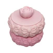 Jewelry Storage Box PLA Plastic Double-Layer Stackable Design Soft Pink Jewelry Holder with Bow Pattern Portable Jewelry Organizer Gift rožinė