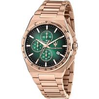 Maserati Velocità Žalias Rožinio aukso Nerūdijančio plieno vyriškas kvarcinis chronografas R8873653001 žalia