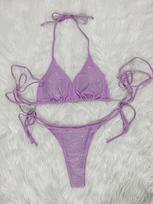2023 m. Europos ir Amerikos Seksualus Cirkonio Dirželiais Bikini Rinkinys - Vienspalvis Moteriškas Maudymosi Kostiumas Paplūdimio Atostogoms Small violetinė