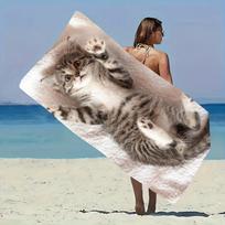 Extra Large Super Absorbent Cat Print Towel, Quick Dry Soft for Travel Gym Shower Camping W30*H60(CM)