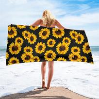 Sunflower Beach Towel Yellow Flower Butterfly Sunset Towel King Size Soft Quick Dry Bath Towel for Travel Bathroom Camping Sport W40*H60(CM)