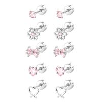 Cute Bowknot Butterfly Heart Flower Studs Surgical Steel Earrings Allergy Resistant for Sensitive Ears with Screw Back 1