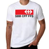 Šveicarijos federaliniai geležinkeliai (SBB-CFF-FFS) Logotipinis marškinėlis Marškinėlis Individualus spaudas Juokingi marškinėliai Medvilninis marškinėlis S juoda