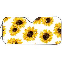 Universalus margintas automobilio saulės skydelis - Aliuminizuota plėvelė šilumos izoliacijai priekiniam langui Sunshade-130S yellow