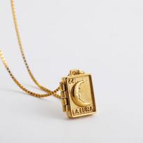 New Fashion Photo Frame Locket Clamp Openable Album Moon Pendant Necklace For Women Girls Stainless Steel Zircon Birthday gift