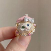Cute Little Cat Ring Exquisite Design Pet Sweet Girlfriend Gift Ring Girl Cute Cat Drop Women Ring Valentine's Day New Year Gift resizable