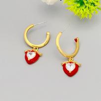 Trendy Fashion Light Luxury Earrings Red Love Drop Glaze C Word Zircon Stud Earrings