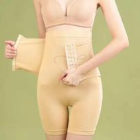 1 Pc Seamless Body Shaping Shirt High Waist Boxing Waist Coach Women's Tight Chest Pants Plus Size Body Shaping Pants M smėlis